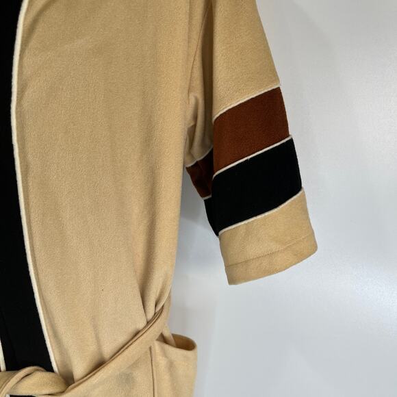 Vintage 80s After All Velour Robe Neutral Browns - Picture 4 of 8